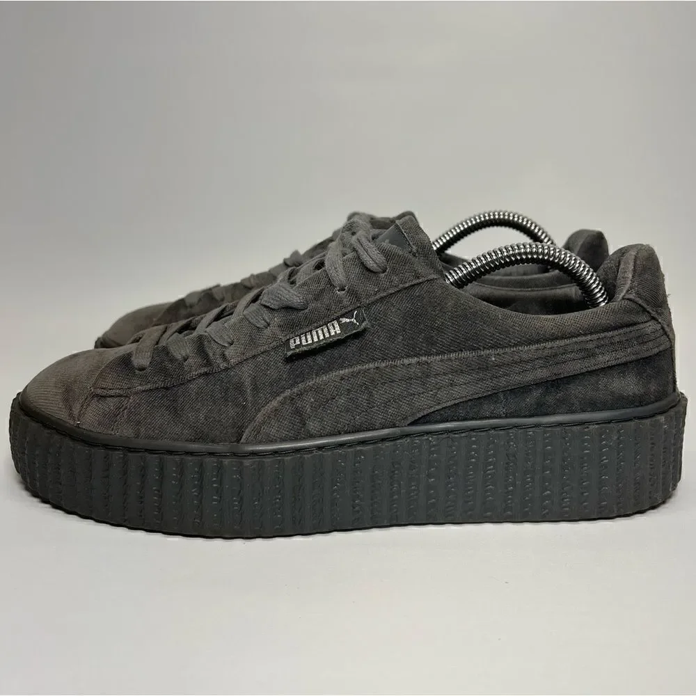 Fenty Puma Womens Velvet Creepers Glacier Grey‎ Platform Sneakers 9.5 36446603